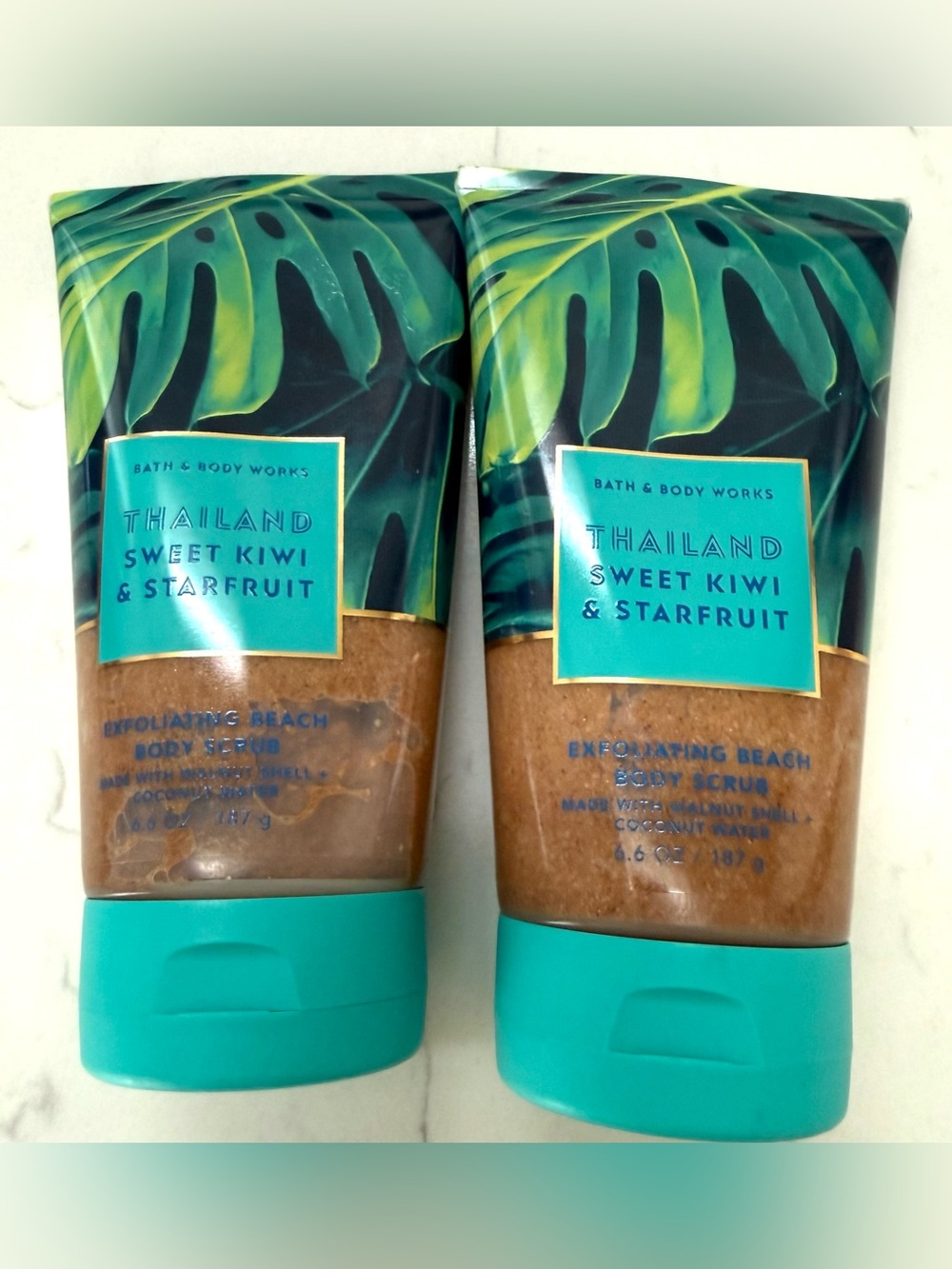 Set of 2 Bath & Body Works Thailand Sweet Kiwi & Starfruit Body Scrub NEW